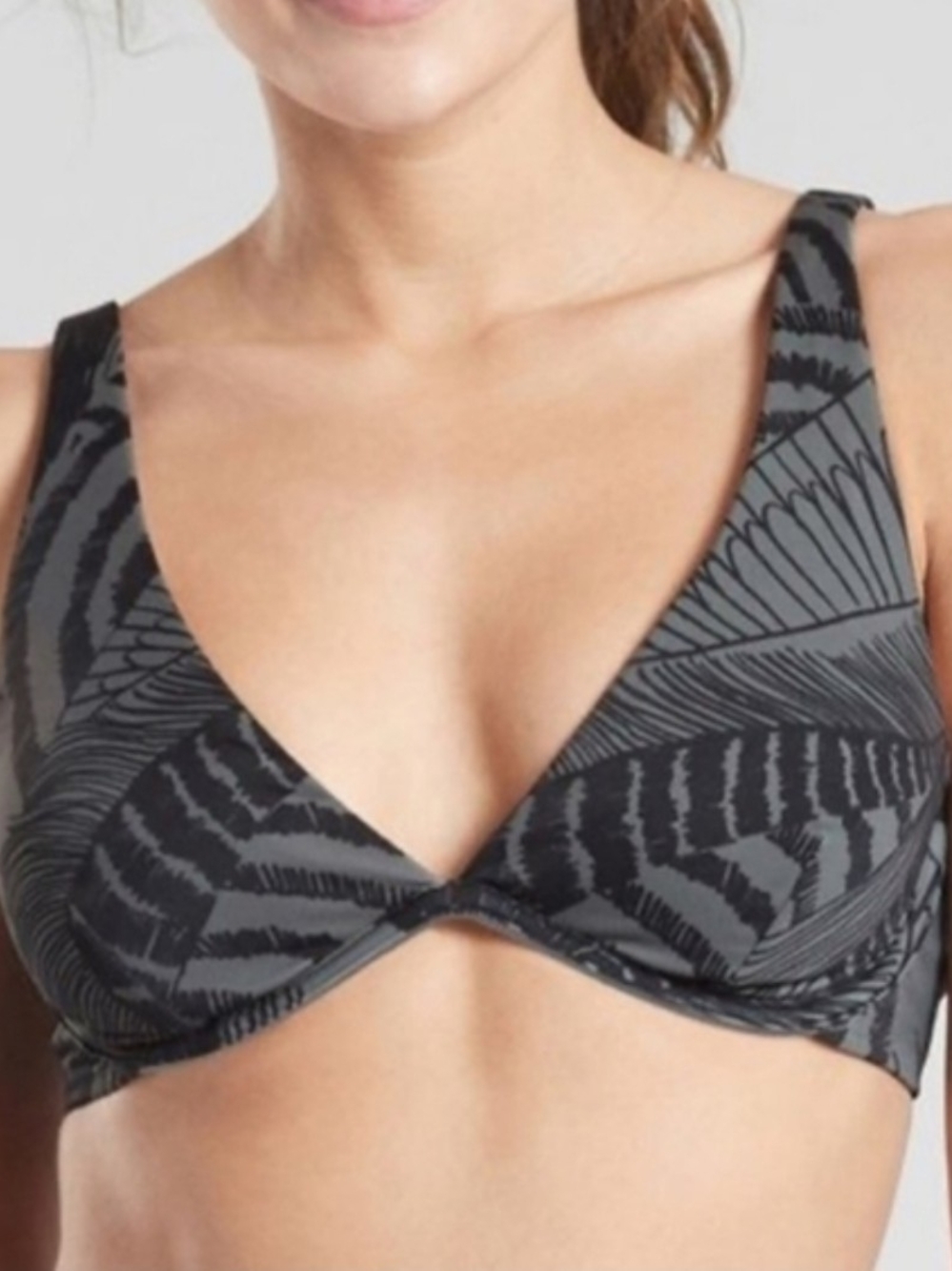 Athleta Grey Zuma Plunge Bikini Top Size 34B/C
